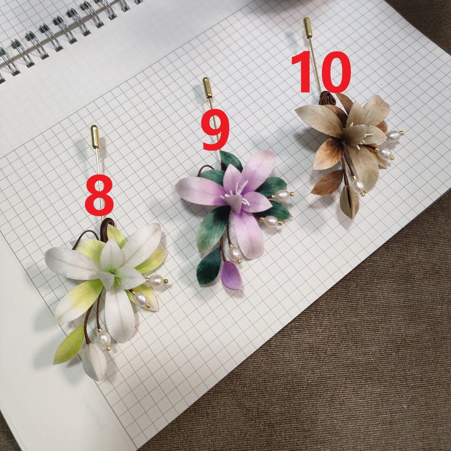 Broche Ronghua Orchidée Faite Main - Pétales Ombrés avec Perle