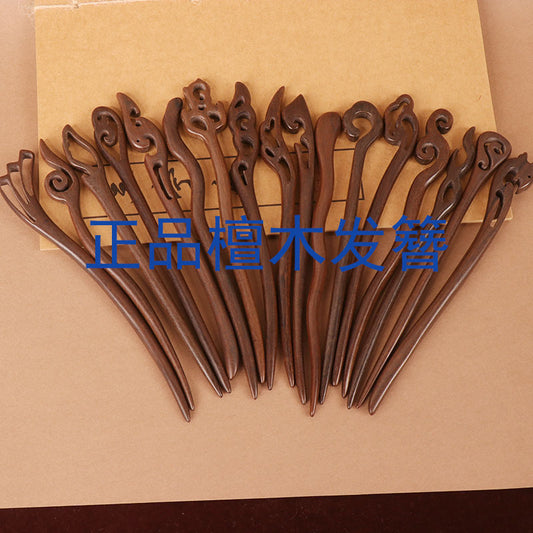 PF078 - Bastoncini per capelli in palissandro a foglie grandi 18 cm - All'ingrosso
