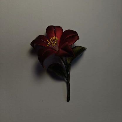 Handmade Thread-Wrapped Black Datura Brooch - Artisanal Chanhua Mystical Floral Pin