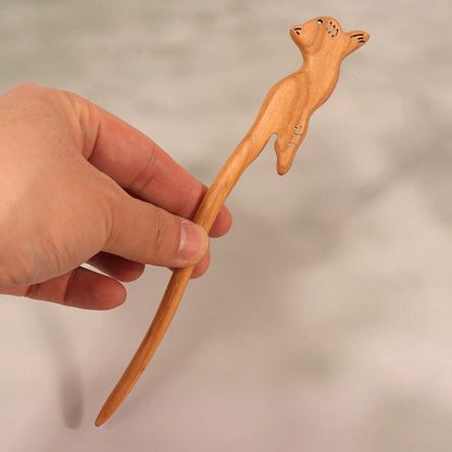 PF099 - 18cm Peach Wood Hair Sticks - Wholesale