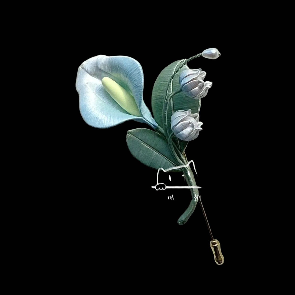 Handmade Chanhua Calla Lily Lily of the Valley - Handcrafted Artisan Floral Brooch