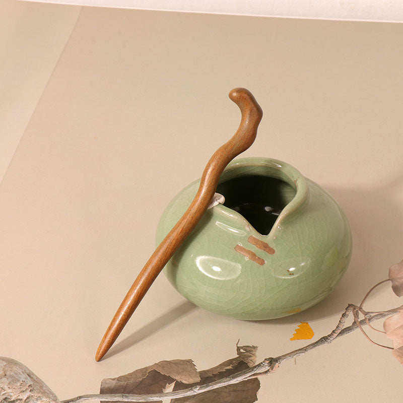 PF098 - 13cm Green Sandalwood Hair Sticks - Wholesale