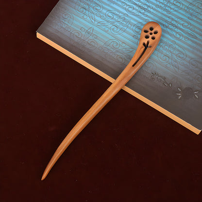 PF079 - 18cm Peach Pear Wood Hair Sticks - Wholesale