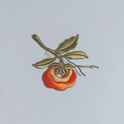 Handmade Chanhua Persimmon Brooch - Botanical Branch Design