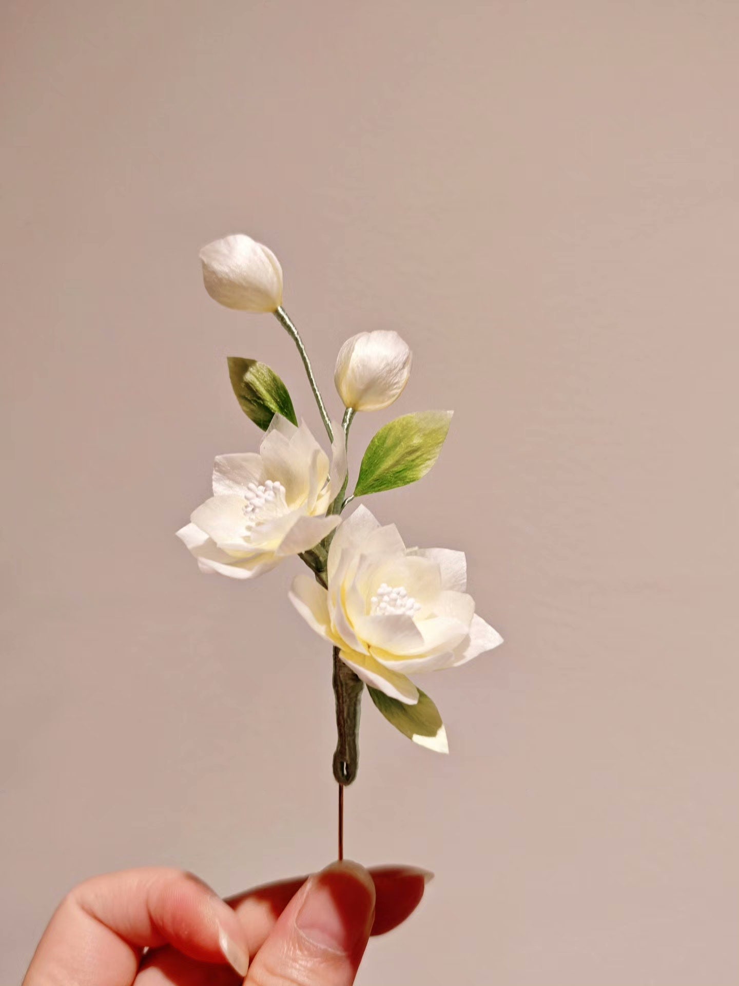 Fleur de jasmin Ronghua faite à la main - Accessoire pour cheveux botanique plus vrai que nature