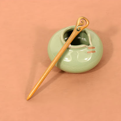 PF096- 15cm Green Sandalwood Hair Sticks - Wholesale