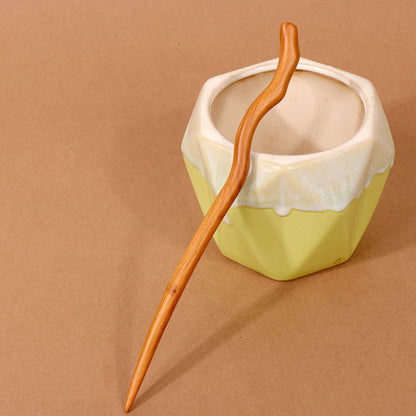 PF099 - 18cm Peach Wood Hair Sticks - Wholesale