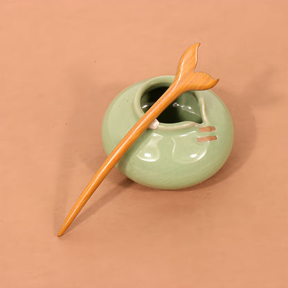 PF096- 15cm Green Sandalwood Hair Sticks - Wholesale