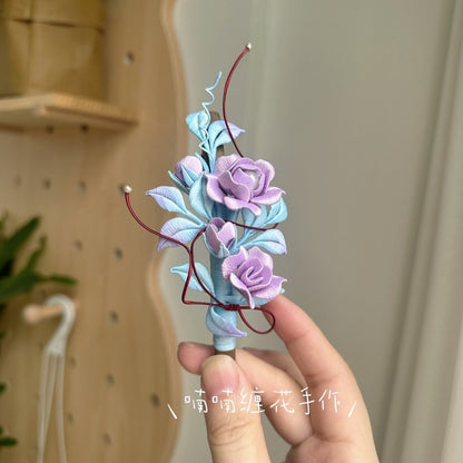 Handmade Rose Chanhua Hair Clip - Artisanal Floral Accessory