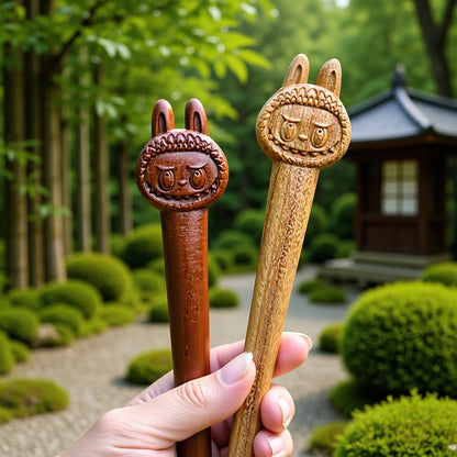 PF159 - 13cm Labubu Wooden Hair Sticks - Wholesale