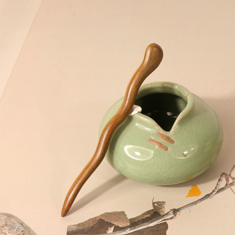 PF098 - 13cm Green Sandalwood Hair Sticks - Wholesale