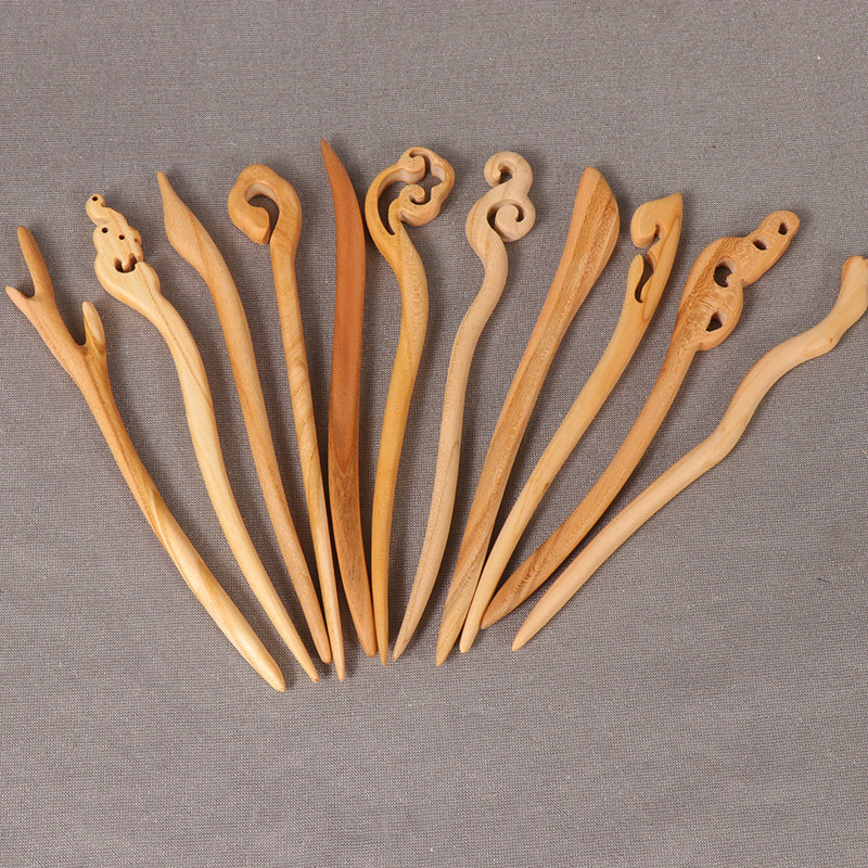 PF099 - 18cm Peach Wood Hair Sticks - Wholesale