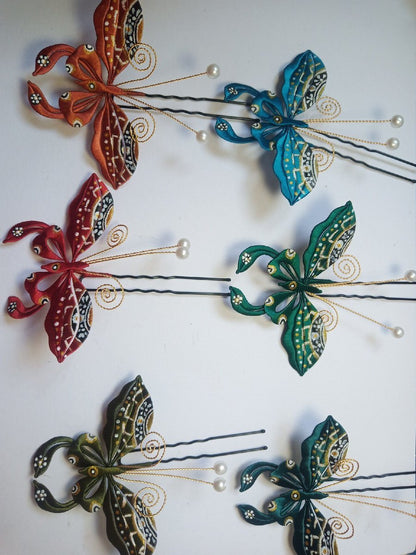 Handmade Thread-Wrapped Palace Style Hairpin - Artisanal Chanhua Butterfly & Floral Hair Accessory