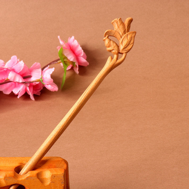 PF101 - 18cm Peach Wood Hair Sticks - Wholesale