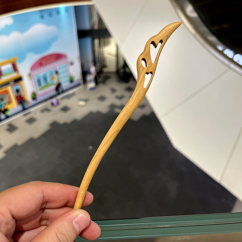 PF099 - 18cm Peach Wood Hair Sticks - Wholesale