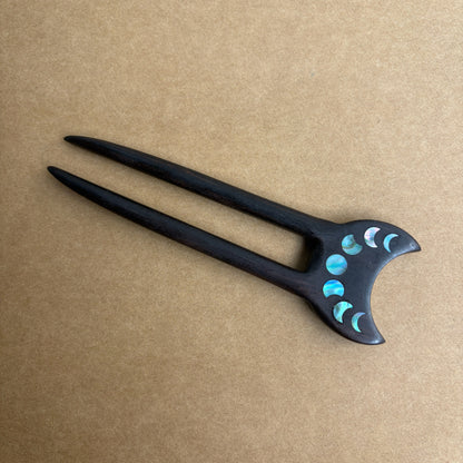 Handmade Mother-of-Pearl Inlay African Blackwood Hair Sticks | Natural Shell Inlay Hairpins