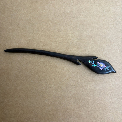 Handmade Mother-of-Pearl Inlay African Blackwood Hair Sticks | Natural Shell Inlay Hairpins