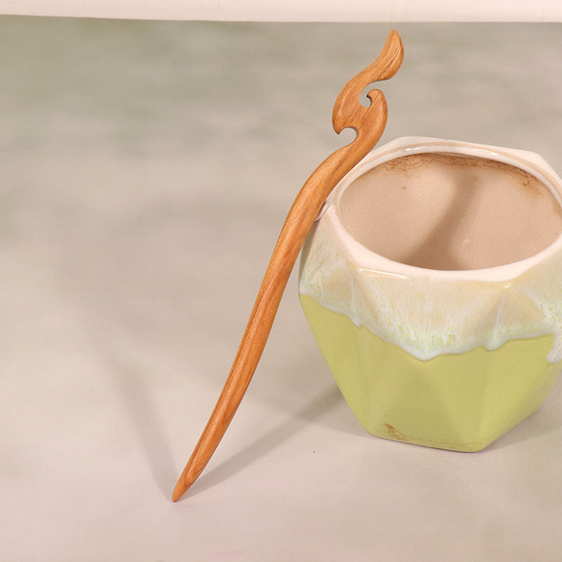 PF099 - 18cm Peach Wood Hair Sticks - Wholesale