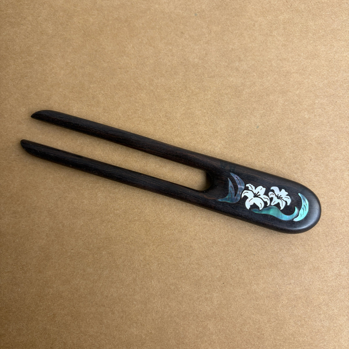 Handmade Mother-of-Pearl Inlay African Blackwood Hair Sticks | Natural Shell Inlay Hairpins