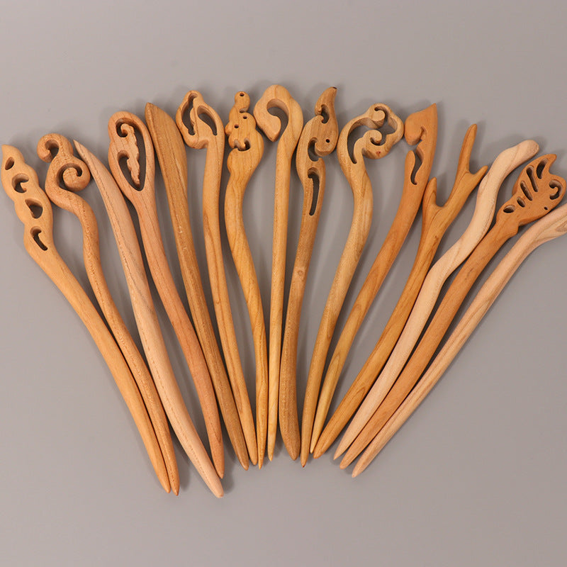 PF099 - 18cm Peach Wood Hair Sticks - Wholesale