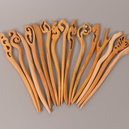 PF099 - 18cm Peach Wood Hair Sticks - Wholesale