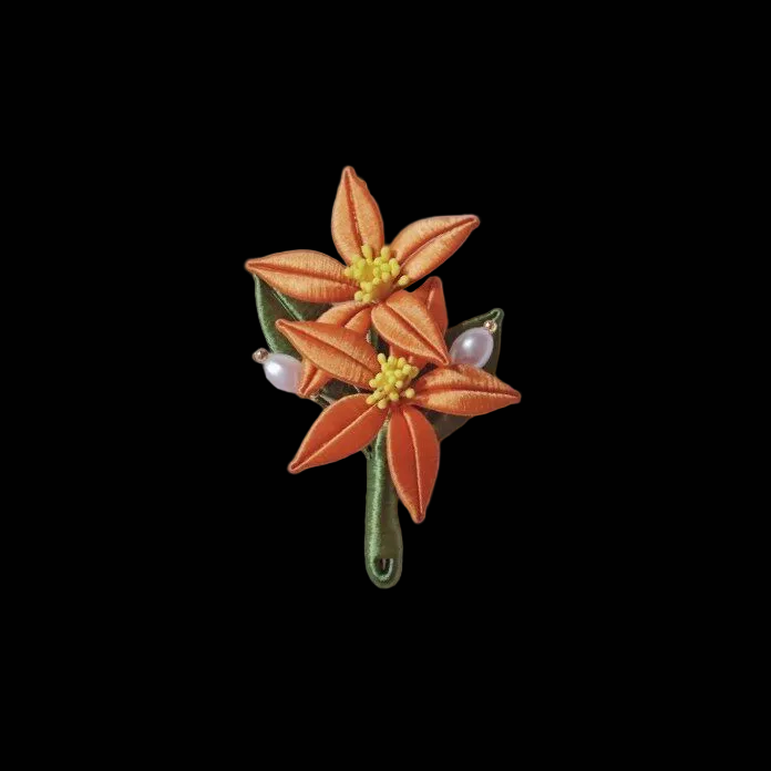 Spilla artigianale Chanhua a fiore d'arancio - Quotidiana, Matrimonio e Banchetto
