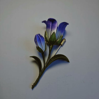 Handmade Thread-Wrapped Campanula Brooch - Artisanal Chanhua Bellflower Pin