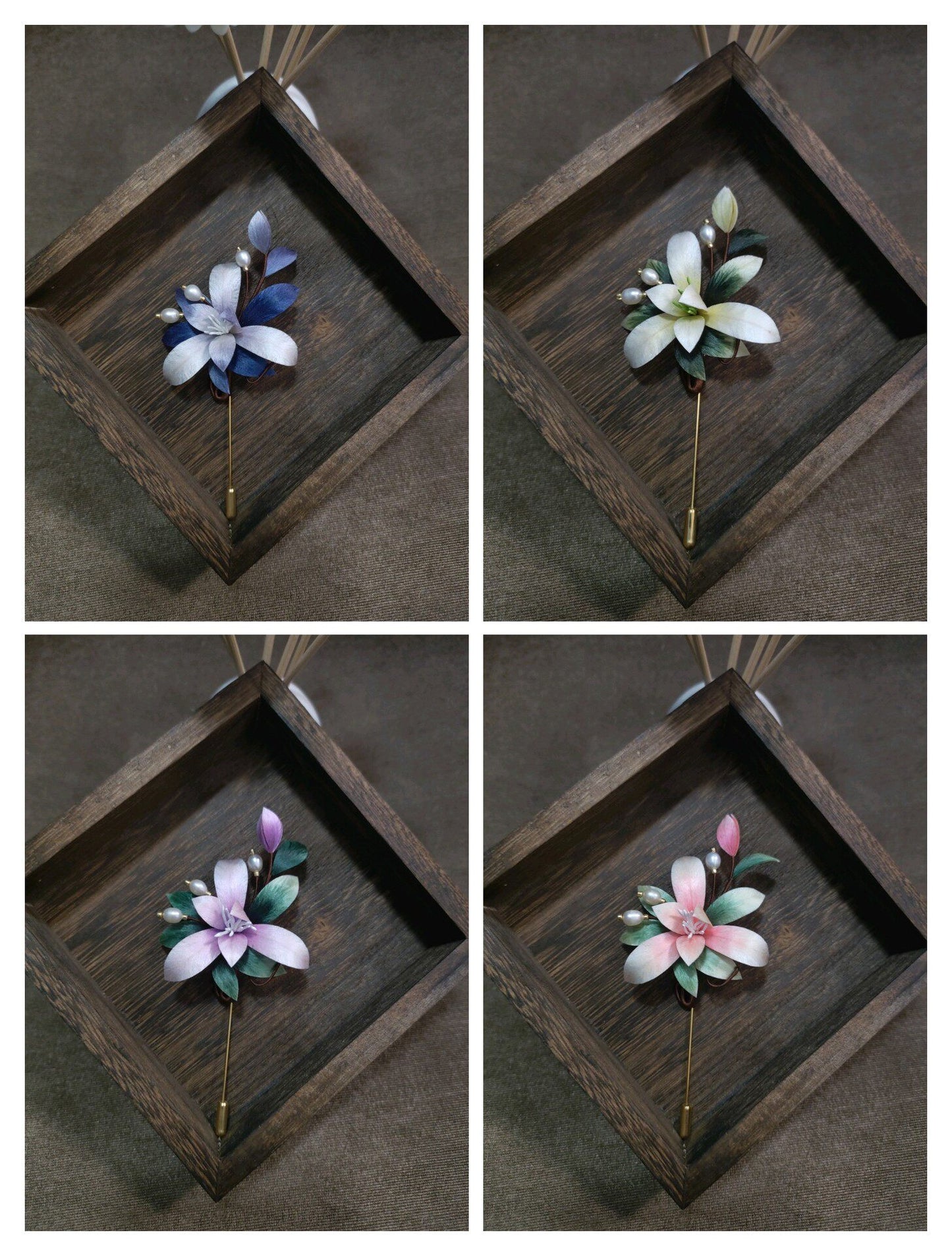 Broche Ronghua Orchidée Faite Main - Pétales Ombrés avec Perle