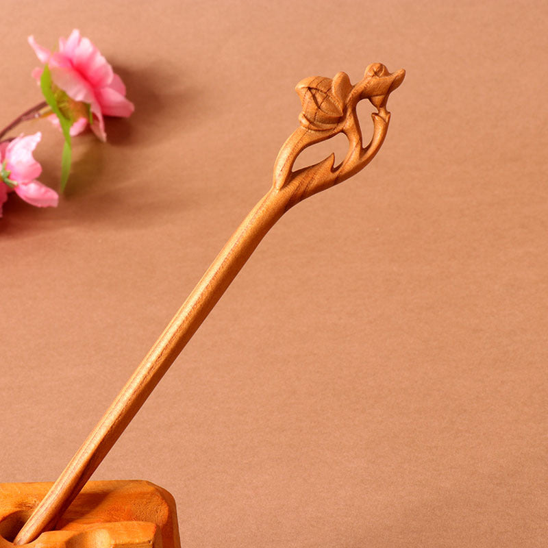 PF101 - 18cm Peach Wood Hair Sticks - Wholesale