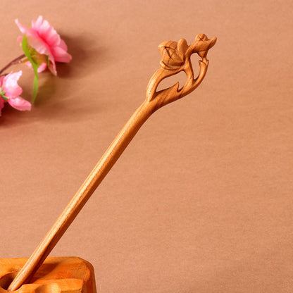 PF101 - 18cm Peach Wood Hair Sticks - Wholesale