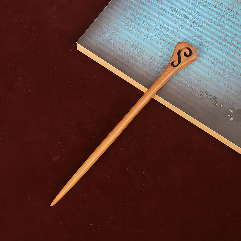 PF079 - 18cm Peach Pear Wood Hair Sticks - Wholesale
