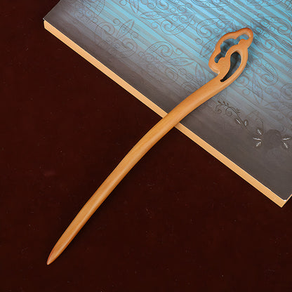 PF079 - 18cm Peach Pear Wood Hair Sticks - Wholesale