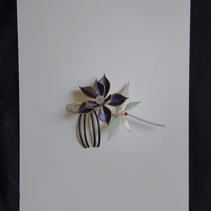 Épingle à cheveux faite à la main "Dark Lotus Chanhua" - Accessoire capillaire gothique floral en fil enroulé