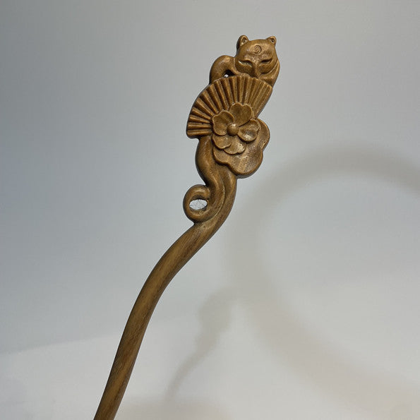 PF145 - 20cm Green Sandalwood Hair Sticks - Wholesale