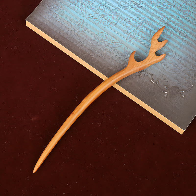 PF079 - 18cm Peach Pear Wood Hair Sticks - Wholesale