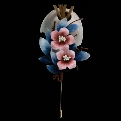 Handmade Ronghua Flower & Leaf Brooch - Wedding & Daily