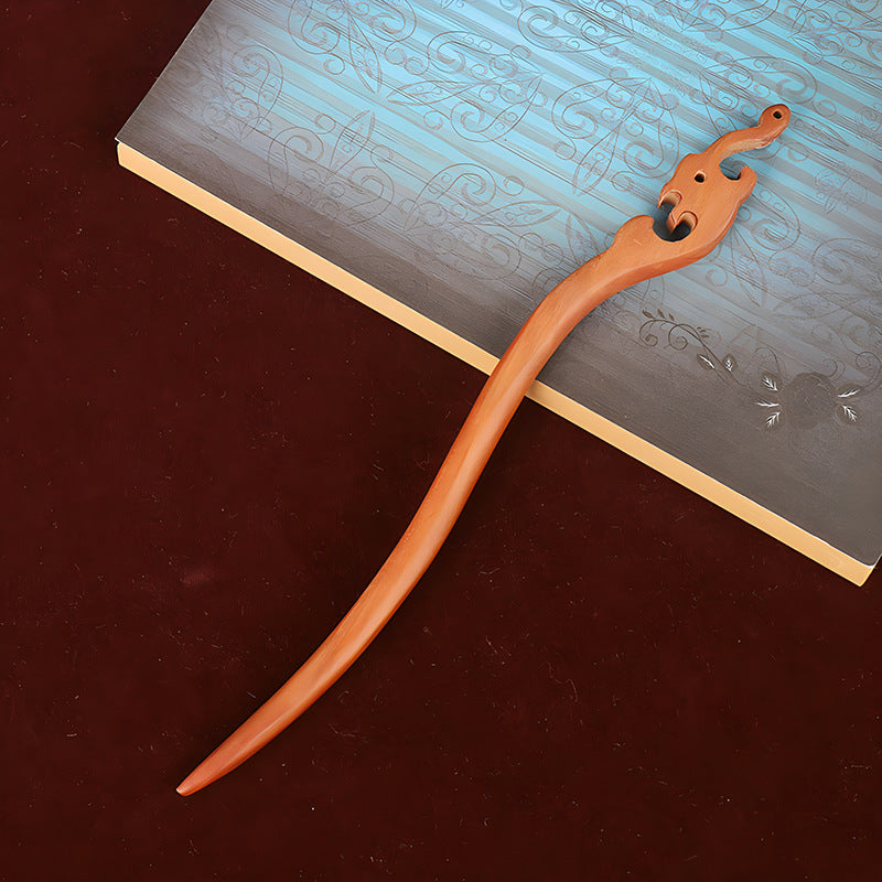 PF079 - 18cm Peach Pear Wood Hair Sticks - Wholesale