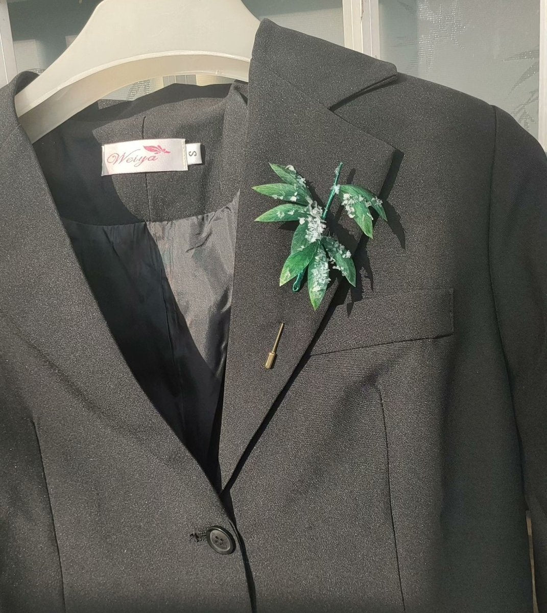 Spilla in bambù delle nevi Ronghua fatta a mano - Spilla artigianale botanica in seta