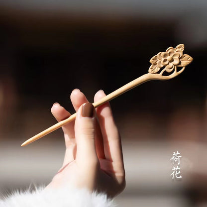 PF117 - 18cm Peach Wood Hair Sticks - Wholesale