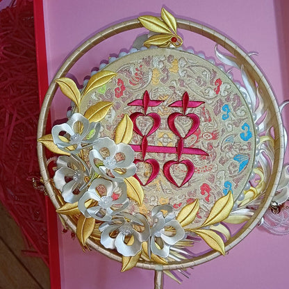 Handmade Chanhua Thread-Wrapped Phoenix Wedding Fan - Luxury Bridal Handheld Ornament
