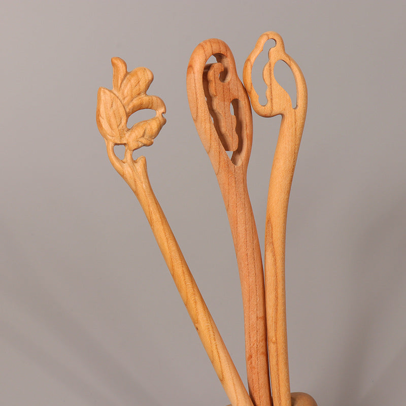 PF117 - 18cm Peach Wood Hair Sticks - Wholesale