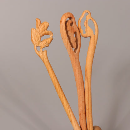 PF117 - 18cm Peach Wood Hair Sticks - Wholesale