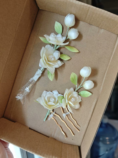 Handmade Ronghua Jasmine Flower - Lifelike Botanical Hair Accessory
