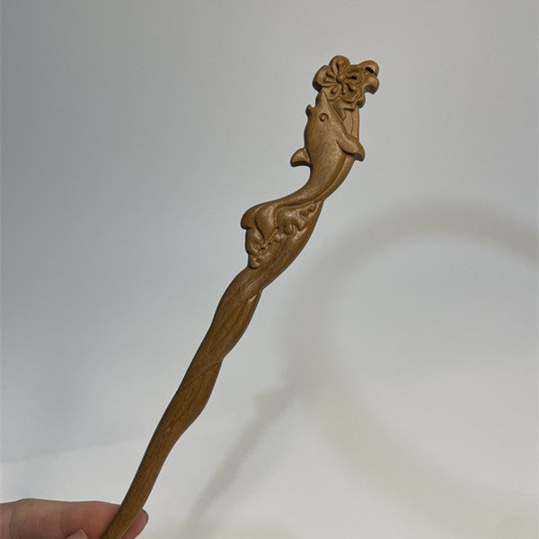 PF145 - 20cm Green Sandalwood Hair Sticks - Wholesale