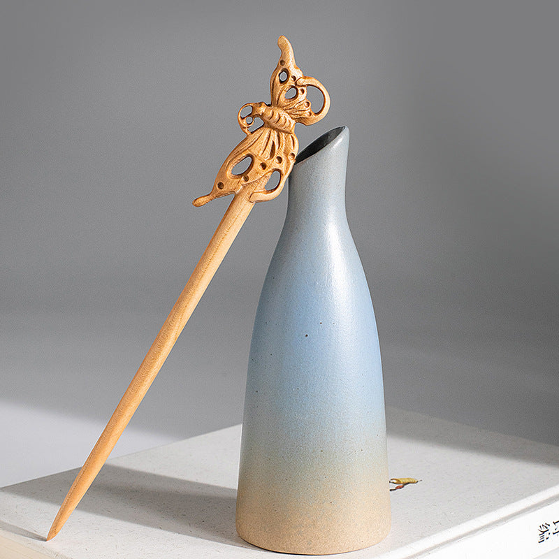 PF192 - Peach Wood Hair Sticks - Wholesale