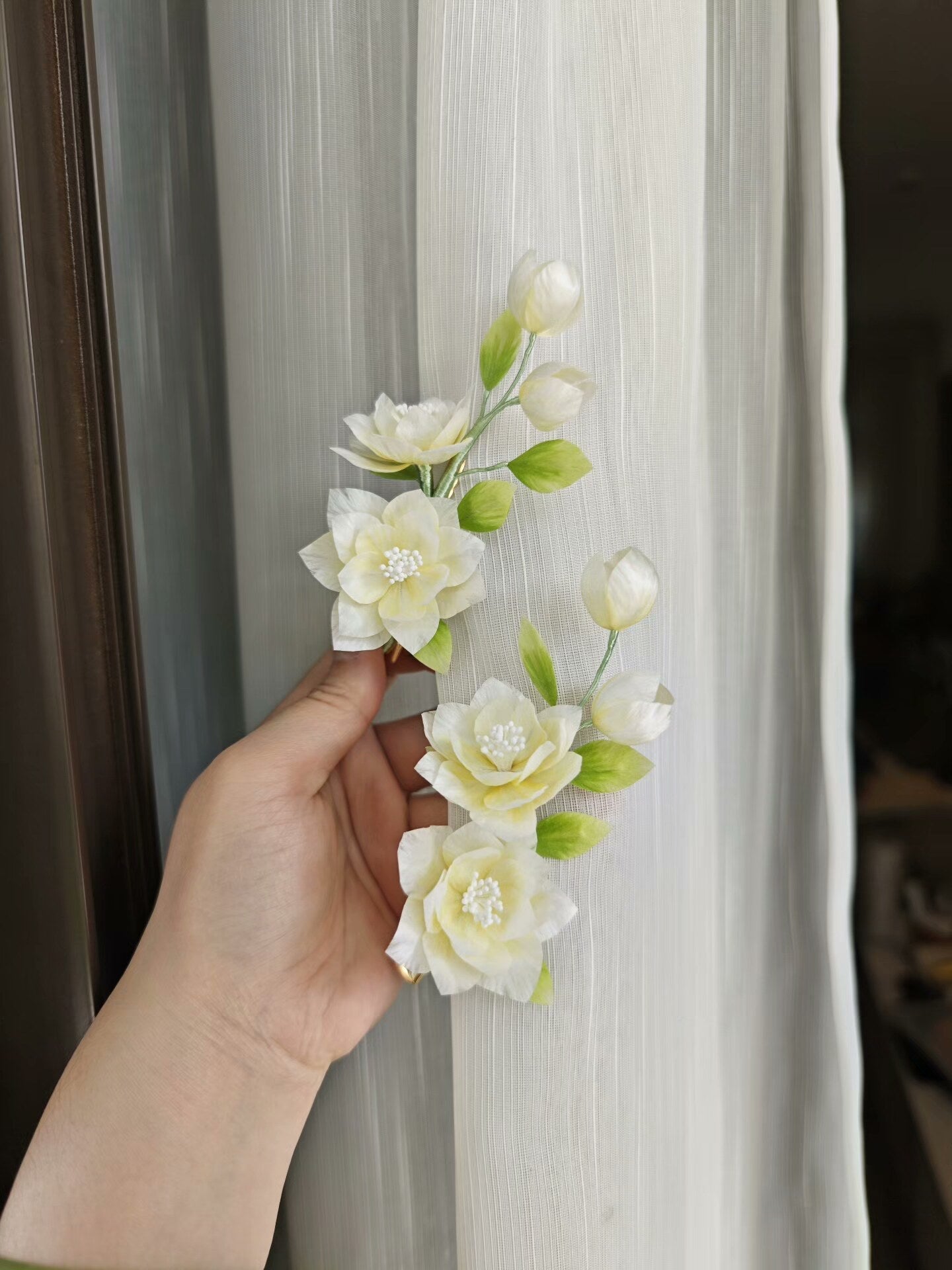 Handmade Ronghua Jasmine Flower - Lifelike Botanical Hair Accessory
