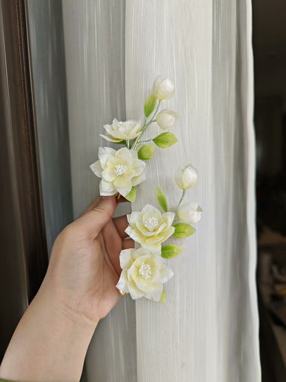 Handmade Ronghua Jasmine Flower - Lifelike Botanical Hair Accessory