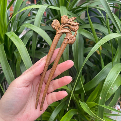 PF143 - Intricate Wooden Hair Sticks - Wholesale