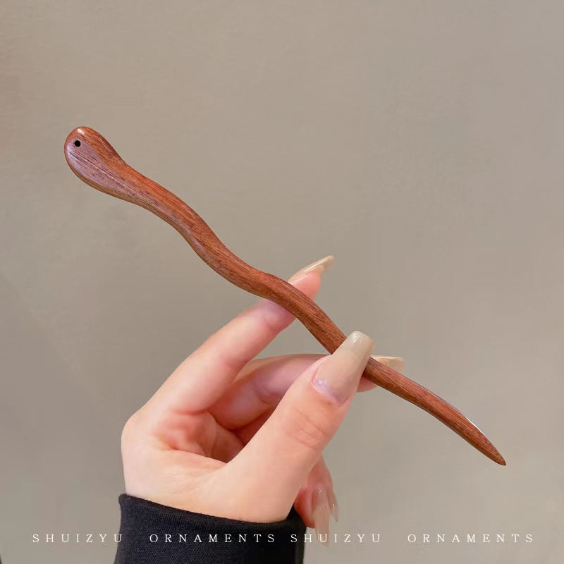 PF076 - 17cm Red Sandalwood Hair Sticks - Wholesale