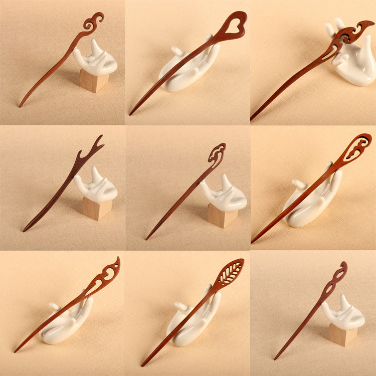PF077 - 17cm Red Sandalwood Hair Sticks - Wholesale
